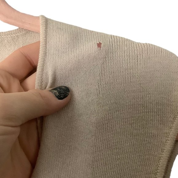 Mayerline Brussels Sweater Vest Women SIze Large 100% Wool Cream Tan FLAW - Picture 2 of 7